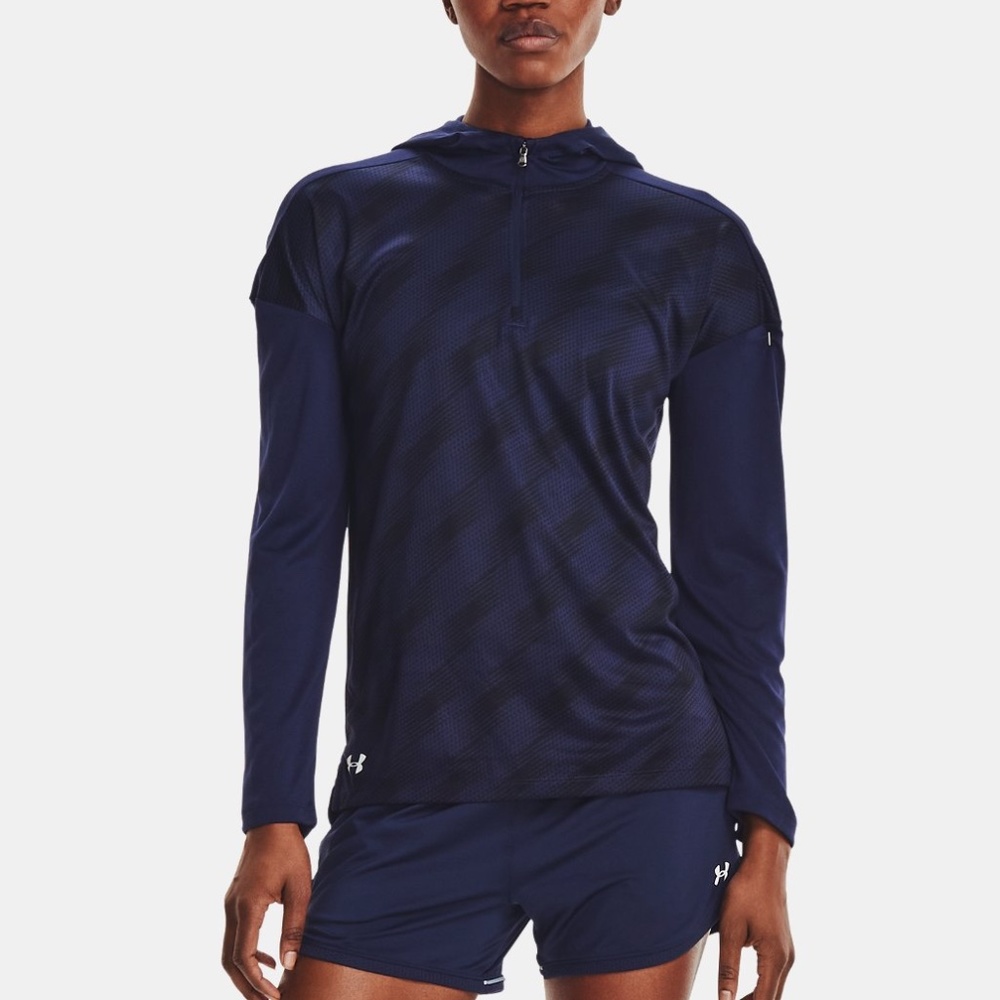 NEW Under Armour Women's UA Locker Emboss ¼ Zip Hoodie Midnight Blue Women's XS